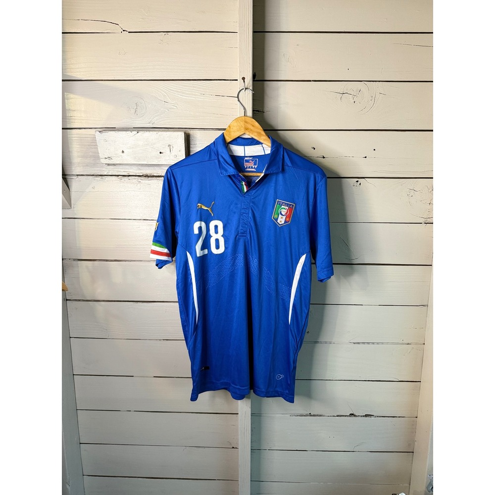 Puma Italy FIGC National Team Soccer Jersey Blue Number 28 Mens Large